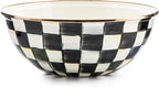MACKENZIE-CHILDS Enamel Everyday Bowl, Serving Bowl for Entertaining, Medium, Black-and-White Courtly Check, Set of 1
