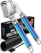 ORBLUE Garlic Press Stainless Steel - Premium Professional Grade Garlic Mincer, Crusher & Peeler Set - Easy Clean, Dishwasher Safe & Rust-proof, Multi-colored