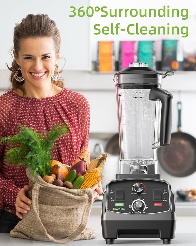 BioloMix Professional Countertop Blender - High Power 2200W Blender for Kitchen, Commercial, Smoothies, Frozen Fruits, Soup, Juice