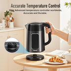 Mecity Electric Kettle 1.7L Touch Screen Temperature Control Water Boiler, No Plastic Contact with Water. 6 Preset Temperature Programs, 2 Hours Keep Warm, Dark Grey
