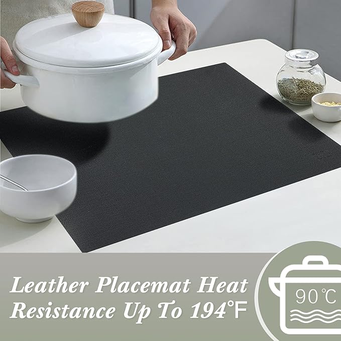 SUEH DESIGN Leather Placemats Set of 6 Reversible Table Mats Heat Resistant Waterproof No-Slip Place Mats for Dining Table Kitchen Parties