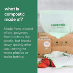 Home Compostable Resealable Snack Bags (6"x 3.5"), Microwave & Freezer Safe, Organic Food Storage Container, 30 Count (Pack of 2)