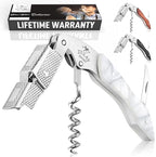 Zulay Kitchen Corkscrew Wine Opener - Premium 420 Stainless Steel & Resin Wine Bottle Opener - Double Hinged Opener with Foil Cutter & Cap Remover - Resin