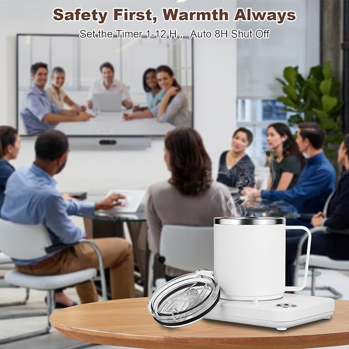 Coffee Mug Warmer for Desk, Electric 36W Coffee Cup Warmer with Auto Shut Off/Timer for Office Home, Smart Coffee Cup Mug Heater for Warming and Heating Beverage,Candle,Tea,Coffee Gifts,White