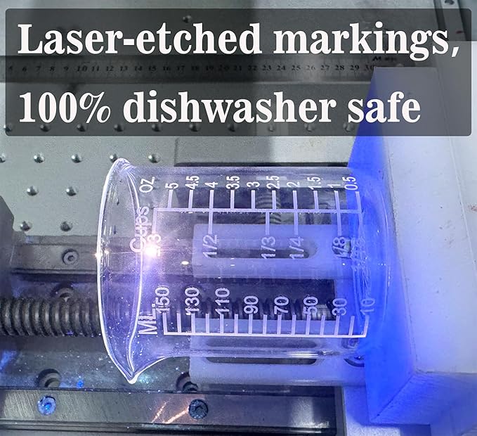 Ackers Etching Scale Measuring Glass V-Shaped Spout Made of High Borosilicate Glass Measuring for Kitchen or Restaurant, Easy to Read, 150 ML (5 Oz)- Pack of 2