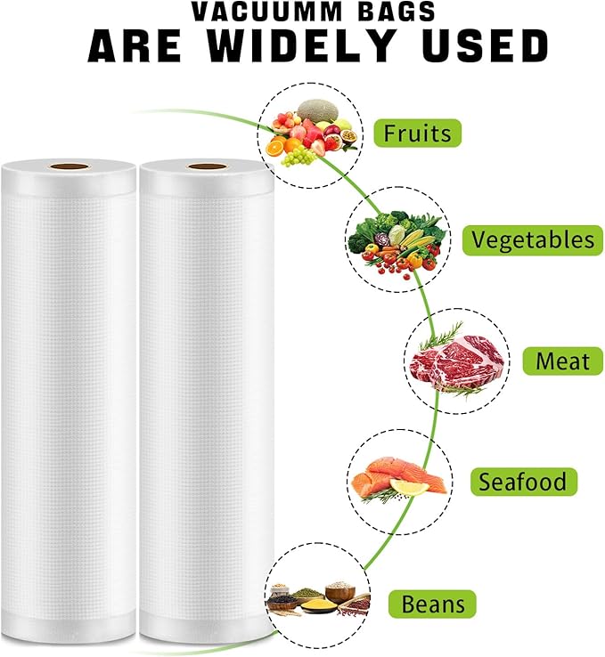 Vacuum Sealer Bags for Food,11"x20'(3 Rolls) and 8"x20'(3 Rolls) Commercial Grade Vacuum Seal Roll Bags,Food Saver Bags for Sous Vide Cooking,Meal Prep and Food Storage,BPA Free