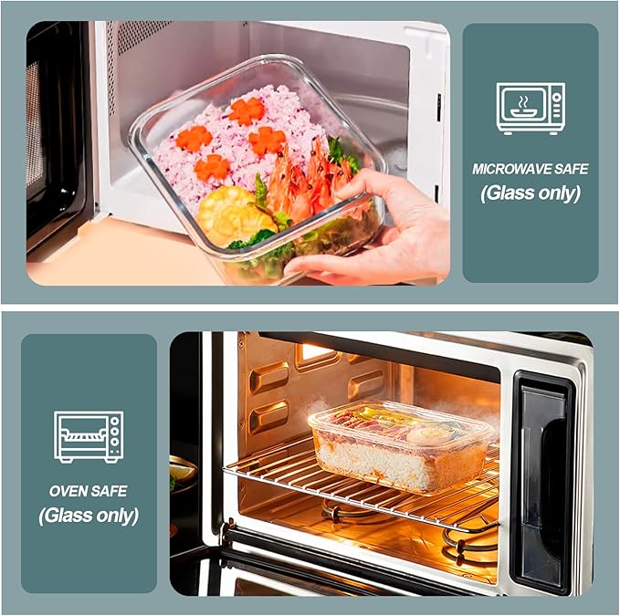 30 oz 5 Pack Glass Meal Prep Containers, Glass Storage Containers with Lids - Dishwahser, Microwave, Oven and Freezer Safe, White