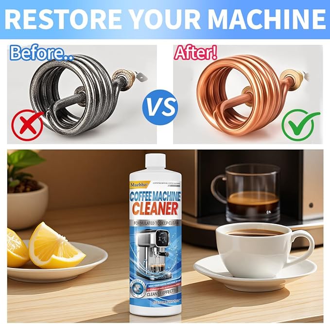 Coffee Machine Descaling Solution 16.9 oz (4 Uses)– Universal Descaler Cleaner Compatible with Keurig,Nespresso,Breville,Delonghi, Ninja - Espresso Coffee Maker Cleaning Solution
