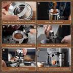 51mm Espresso Accessories Kit, Coffee Distributor and Tamper Leveler, WDT Tool and Dosing Funnel Set Fits 51 mm Espresso Machines and Portafilters