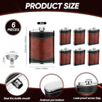 Rtteri 6 Set 8 oz Leather Hip Flasks for Liquor for Men Leak Proof Stainless Steel Drinking Flasks with Funnel Soft Wrap Whiskey Vessels for Wedding Bridesmaid Christmas Gifts (Brown)