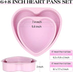 Heart Shaped Cake Pans 6 Inch 8 Inch Nonstick Cake Pan for Baking Stainless Steel Small large Heart Molds Set (Pink)