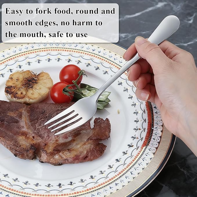 Berglander Salad Forks Set 24pcs, Stainless Steel 7.28" Dessert Forks, Flatware Silverware Fork for Home Kitchen, Restaurant, Hotel, Dishwasher Safe