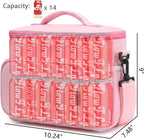 FlowFly Insulated Reusable Lunch Bag Adult Large Lunch Box for Women and Men with Adjustable Shoulder Strap,Front Zipper Pocket and Dual Large Mesh Side Pockets,Pink