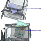 FlowFly Insulated Reusable Lunch Bag Adult Large Lunch Box for Women and Men with Adjustable Shoulder Strap,Front Zipper Pocket and Dual Large Mesh Side Pockets,Clear#Grey