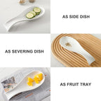 Hasense Spoon Rest for Stove Top, Cooking Spoon Holder for Kitchen Counter, Porcelain Utensil Rest for Spatula, Ladle and Tong, Modern Classic Kitchen Coffee Bar Decor, White