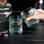 KAMMAK Crystal Whiskey Glasses Set, 7.8 oz (230 ml) Hand Blown Old Fashioned Tumbler, Thick Base Colored Glass with Delicate Rim & Seamless Design for Scotch, Bourbon, Cocktails, Aqua Green