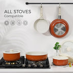 15Pcs Pots and Pans Set Non Stick, Cookware Sets with Detachable Handle, Nonstick RV Kitchen Cooking Tools Removable Handles, Oven Safe, Induction Fast, Stackable Induction Cookware, Tangerine