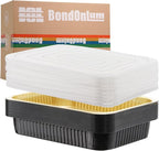 Aluminum Foil Pan with Lids,Heavy Duty Disposable Aluminum Baking Pans,14.57"×10.63" Steam Table Pan for Cooking,Heating, Storing,Prepping Roasting and Chafing(15 Pack Black and Gold w/Lids)