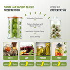 INKBIRD 3-in-1 Electric Jar Vacuum Sealer Kit for Wide/Regular Mouth Mason Jars & Bags, Wireless Portable & Automatic Mini Vacuum Sealer with Reusable Jar Lids*4 for Canning Jar, 100 Cycles, Gift