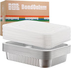 Aluminum Foil Pan with Lids, Heavy Duty Disposable Aluminum Baking Pans, 14.57"×10.63" Steam Table Pans for Cooking, Heating, Storing, Prepping Roasting and Chafing (15 Pack Silver w/Lids)