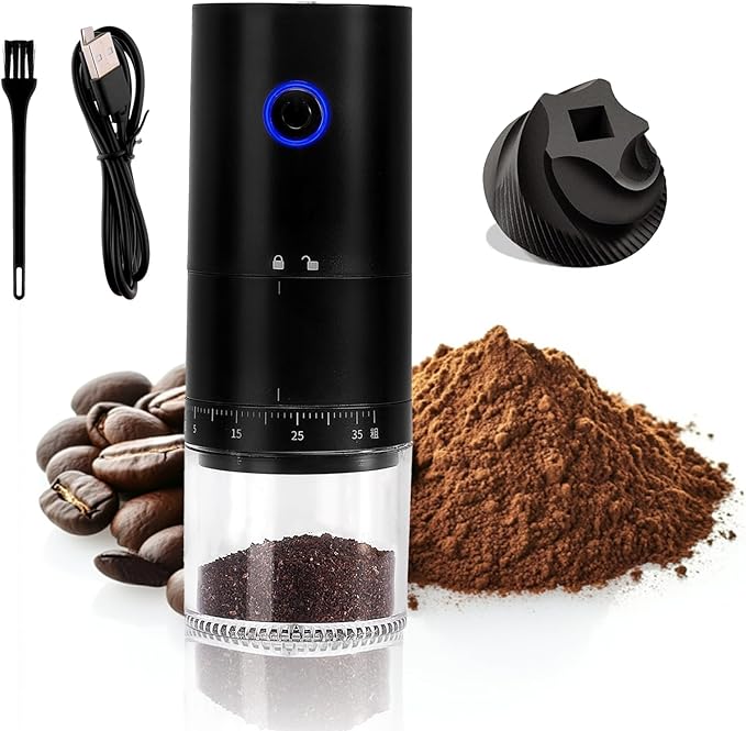 Portable Electric Coffee Grinder with 38 Adjustable Grind Settings, 1500mAh Rechargeable Battery, Portable Coffee Grinder,For Home, Office & Travel Use etc