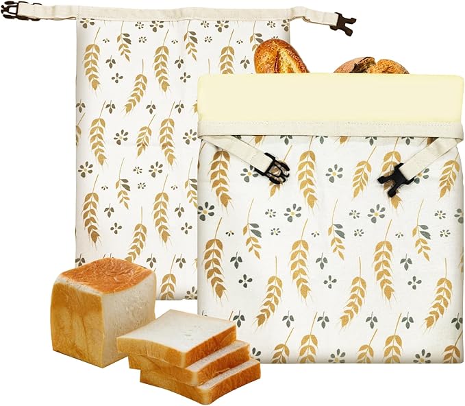 2-Pack Reusable Beeswax Bread Bags for Homemade Bread & Sourdough, Eco-Friendly Organic Food Storage Cloth Bag, Freezer-Safe & Freshness Preservation Longer, XL Large Capacity Portable (13’’x17’’)