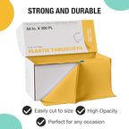 Exquisite Party Solids 54 Inch X 300 Feet Yellow Plastic Table Cover Roll in A Cut - to - Size Box with Convenient Slide Cutter. Cuts Up to 36 Rectangle 8 Feet Plastic Disposable Tablecloths