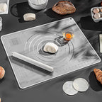 Silicone Baking Mat, Silicone Pastry Mat 27.56"×19.69" Extra Thick Non Stick Baking Mat Food Grade Silicone Dough Rolling Bake Mat with Edge Heightening - High Transparency