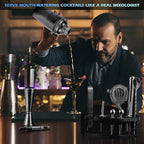 Bartender Kit with Stand, 12-Piece Bar Set | 24oz Cocktail Shaker Set for Drink Mixing, Martini Shaker Set with Bar Tools, Recipes Booklet | Fun Housewarming Gift (Black)