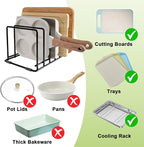 2-Pack Baking Sheet Organizer Rack – 5-Slot Bakeware & Cookie Tray Holder for Kitchen Cabinet or Countertop, Compact Stainless Steel Cutting Board Rack with Rust-Resistant Frame & Anti-Slip Feet