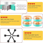 LNYZQUS 4 Inch Mini Cake Pans with Lids 50 Pack, Disposable Small Pie Tins Mini Tart Creme Brulee Ramekin Contaniers,8oz Aluminum Foil Baking Pans Jumbo Muffin Cups Holders-Cyan Blue