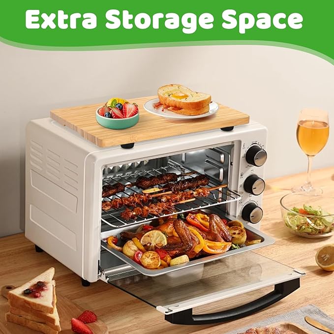 Cutting Board Compatible with Emeril Lagasse 26 QT Extra Large Air Fryer, Heat Resistant Bamboo Cutting Board with 4 Silicone Feet for Air Fryer Accessories, Creates Storage Space, Protects Cabinets