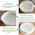 Microwave Steamer for Vegetables, Plastic Microwave Vegetable Steamer with Lid for Vegetables Prep Seafood Fish Cooking, White-Round, 10Inch