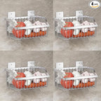 Metal Wire Hanging Basket, SUS304 Stainless Steel, 4-Pack Hanging Wall Organizer Basket, Wall Mounted Shelves, Organizing Baskets for Home Kitchen, Bathroom, Pantry Utility