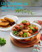 Mini-1 QT Oval Glass Casserole Dish With Lid, (Single Serving) Glass small casserole dish with lid, Glass Casseroles With Glass Lids, Microwavable Glass Casseroles Dishes, Glass Dish with Glass Lid