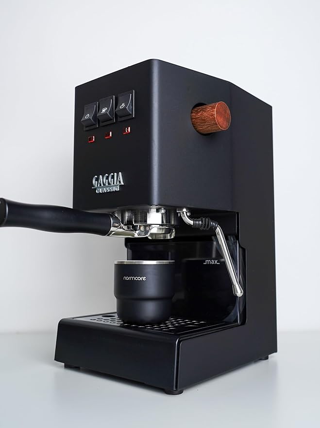 Normcore 58mm Silm Bottomless Portafilter with 18g Basket, Naked Portafilter with Black Anodized Aluminum Fit Gaggia Classic Machines, 18 g Precision Double shot Basket Included