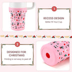 Christmas Boot for Stanley, Silicone Water Cup Bottom Protector Sleeve Accessories for Stanley Quencher H2.0 FlowState Tumbler 20oz/30oz/Stanley Adventure Quencher Tumbler 24oz (Pink)
