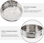 DOITOOL Stainless Steel Steamer Pot 8.66 Inches Double Handle Steamer Basket for Dumplings Vegetables and Tamales 22Cm Insert for Home Cooking