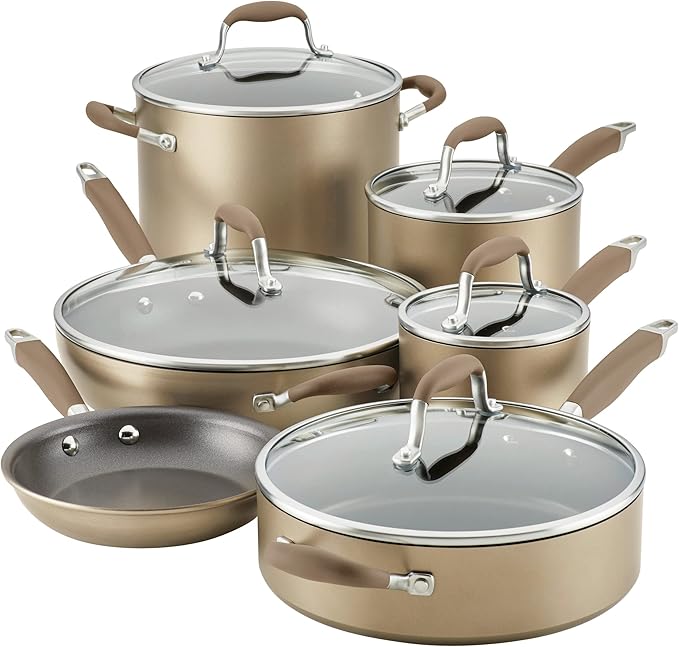 Anolon Advanced Home Hard-Anodized Nonstick 11-Piece Cookware Set (Bronze)