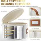 HOMELUX THEORY Dessert Plate Storage Box, 2pc Ivory Hard Shell China Storage Containers 24 Felt Pads, Kitchen Storage Bins With Lids, Heavy Duty Moving Box for Dishes, Dinner Plate, & Dinnerware