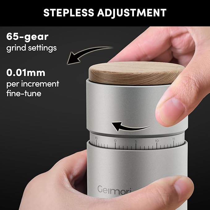 Burr Coffee Grinder,Wirsh Portable Electric Grinder Geimori T38 Plus,Espresso Grinder with Conical Burr,Stepless Grind Settings from Fine to Coarse for Espresso,Drip,French Press,Home&Travel Use