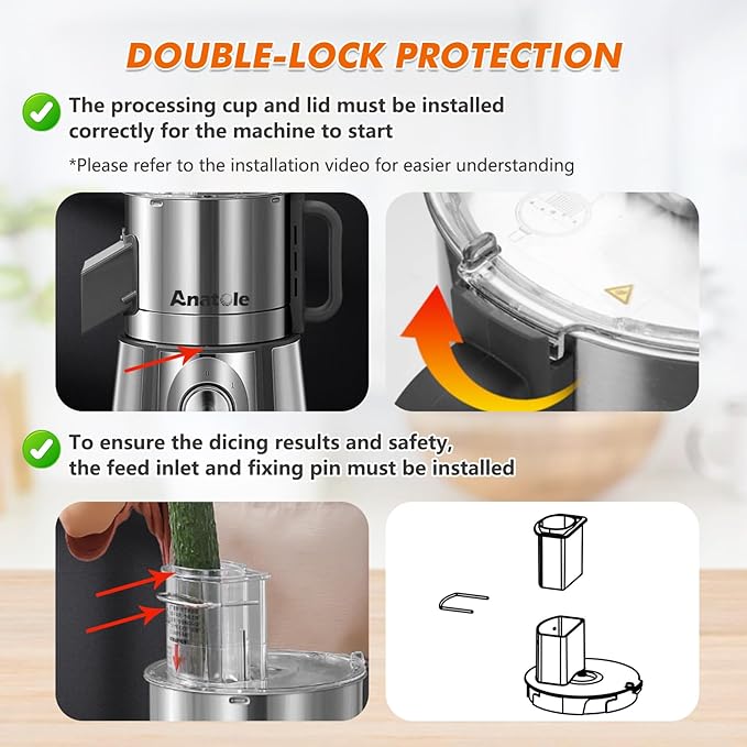 Anatole Electric Vegetable Dicer Slicer Shredder 5 in 1 Commercial Food Processor 16-Cup 300W Stainless Steel Veggie Chopper Heavy Duty with 5 Blades Auto Discharge for Potato Onion Carrot