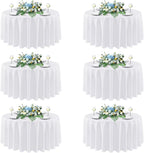 sancua White Round Tablecloths 90 Inch, 6 Pack - Circle Fabric Cloth Table Cloths for Wedding Party Banquet Birthday, Washable Polyester Table Cover (Fit 30-72 Inch Tables)