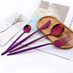 Purple 36-Pieces Silverware Flatware Mirror Polished Dinnerware, 18/0 Stainless Steel Cutlery Set For Home Kitchen Party Hotel Restaurant Wedding Service for 6