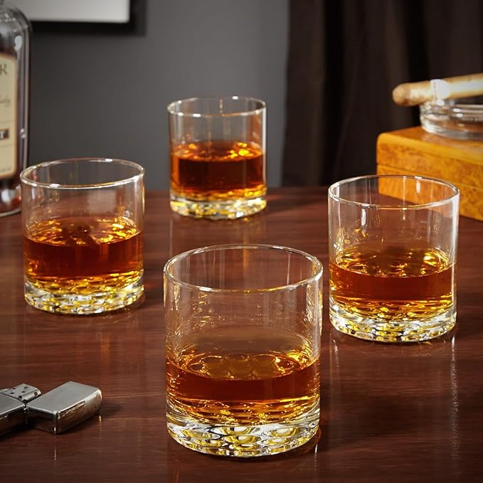 HomeWetBar Liquor Glass Set of 4 for Whiskey, Bourbon, and Cocktails. Perfect Set for Whiskey Lovers