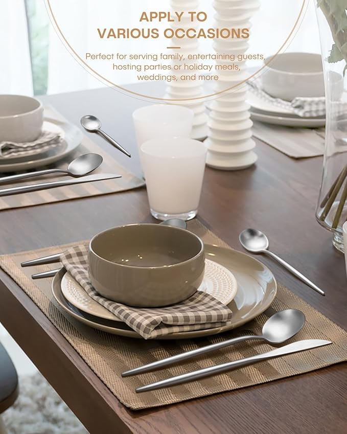 20 Pieces Silverware Set, Ollex Matte Flatware Set for 4, Stainless Steel Utensil set with Knives Forks and Spoons Dishwasher Safe Tableware Cutlery Set for Home Kitchen Restaurant Hotel