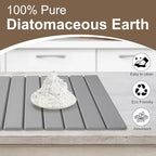 Large Stone Dish Drying Mat for Kitchen Counter – Foldable, Quick Dry, Ultra Absorbent Diatomaceous Earth Mat for Dishes, Bottles, Cups, Countertops & Bathroom, 24"×16" (Gray)