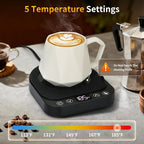 Smart Coffee Mug Warmer, 50W Fast Heating Coffee Warmer for Desk with 5 Temperature Control & 2-12H Auto Shut Off, Electric Large Panel Cup Warmer for Milk, Beverage, Candle, Matte Black
