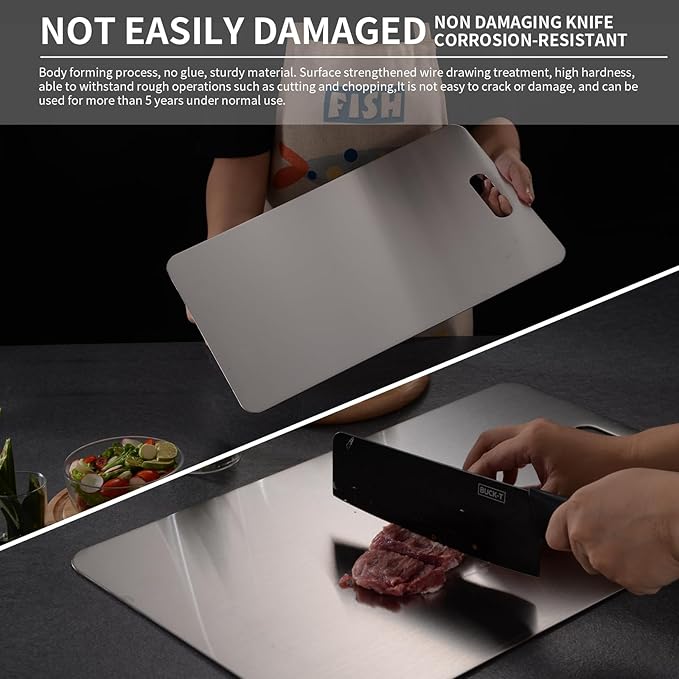 Katuchef Titanium Cutting Board 2025 New Upgrade Pure Titanium Cutting Boards for Kitchen Double Sided Cutting Boards Non Toxic,Hygiene Durable Chopping Board Suitable for Dishwasher Safe(18.11*11.81)