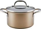 Anolon Ascend Hard Anodized Nonstick Saucepan/Saucepot and Lid - Good for All Stovetops (Gas, Glass Top, Electric & Induction), Dishwasher & Oven Safe with Stainless Steel Handle, 4 Quart - Bronze